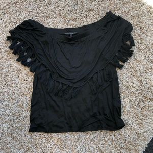 Black Off Shoulder Tassel Top